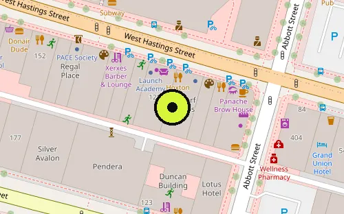 Map location of 116 W Hastings St