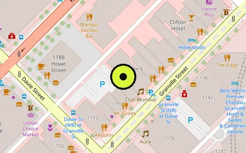 Map location of 1161 Granville St