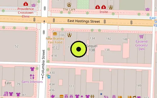 Map location of 122 E Hastings St
