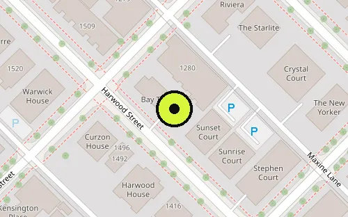 Map location of 1461 Harwood St