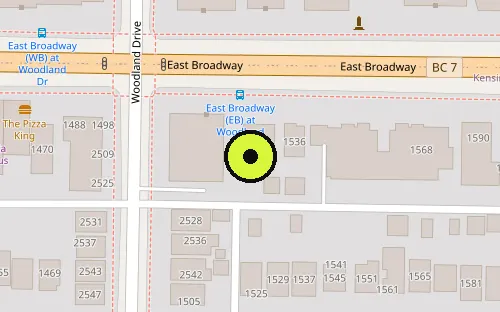 Map location of 1530 E Broadway