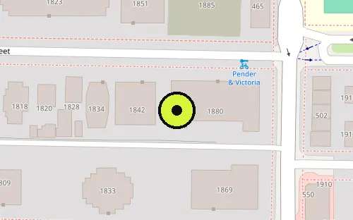 Map location of 1880 E Pender St