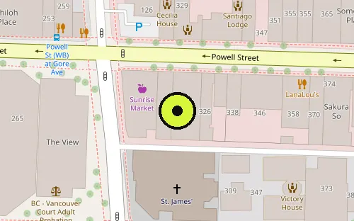 Map location of 316 Powell St