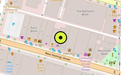 Map location of 33 W Hastings St
