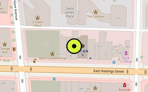 Map location of 341 E Hastings St