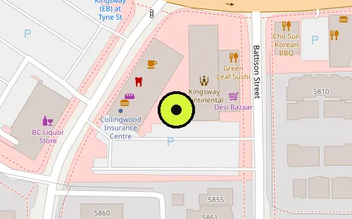 Map location of 3484 Kingsway