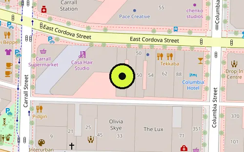 Map location of 42 E Cordova St