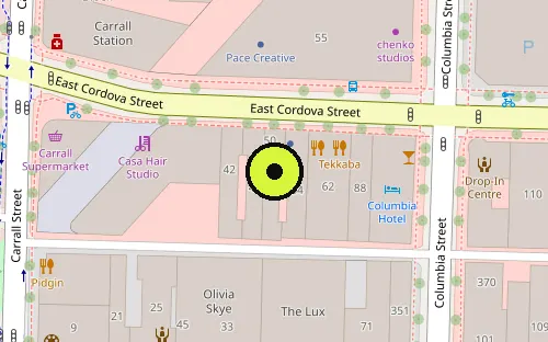 Map location of 50 E Cordova St