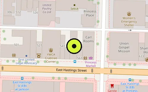 Map location of 561 E Hastings St