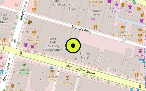 Map location of 57 W Cordova St