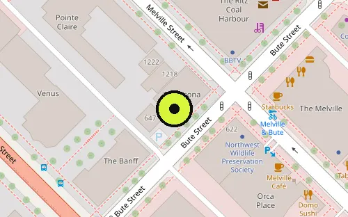 Map location of 601 Bute St