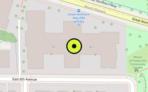Map location of 801 E 6th Av